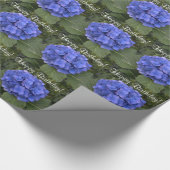 Happy Birthday Blue Hydrangea Flowers Cadeaupapier (Hoek)