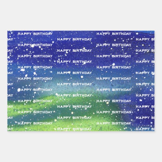 Happy Birthday Blue Inpakpapier Vel (Voorkant 3)