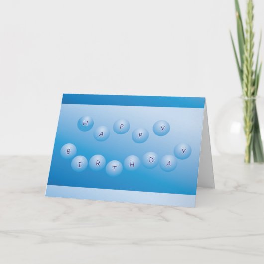 Happy Birthday Blue Orbs Kaart (Voorkant)