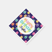 Happy Birthday Blue Owl Pattern Gepersonaliseerde  Servetten (Hoek)