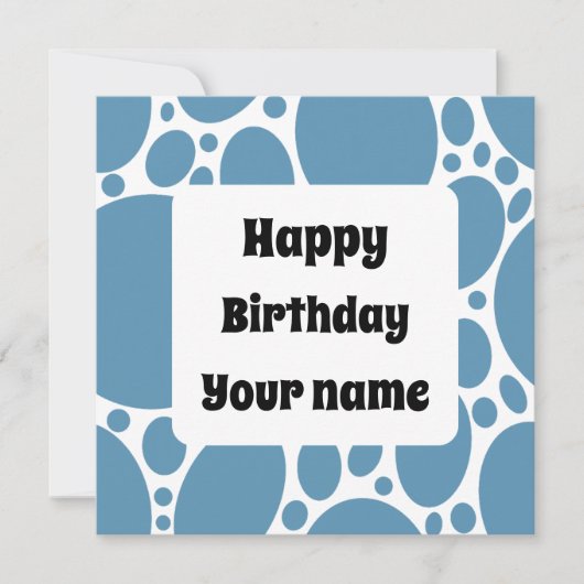 Happy birthday blue Pattern square sticker Kaart (Voorkant)