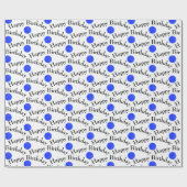 Happy Birthday Blue Pickleballs op wit Cadeaupapier (Vlak)