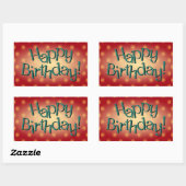 Happy Birthday Blue Polka Dot Text Red Bkgrd Rechthoekige Sticker (Vel)