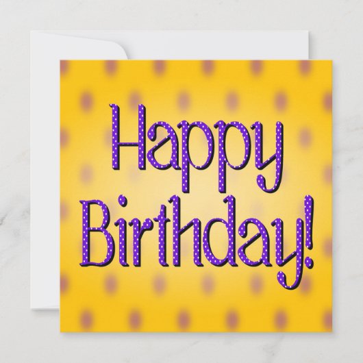 Happy Birthday Blue Polka Dot Text Yellow Bkgrd Kaart (Voorkant)