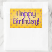 Happy Birthday Blue Polka Dot Text Yellow Bkgrd Rechthoekige Sticker (Tas)