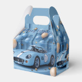 Happy Birthday Blue Race Autoballonnen Bedankdoosjes (Achterkant)