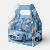 Happy Birthday Blue Race Autoballonnen Bedankdoosjes (Voorkant Zijde)