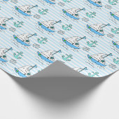 Happy Birthday Blue Sailboat Cadeaupapier (Hoek)