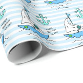 Happy Birthday Blue Sailboat Cadeaupapier (Rol Hoek)