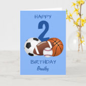 Happy Birthday Blue Sports Kinder Kaart (Gele Bloem)