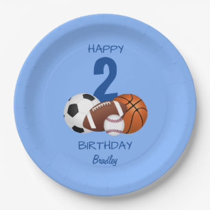 Happy Birthday Blue Sports Kinder Papieren Bordje