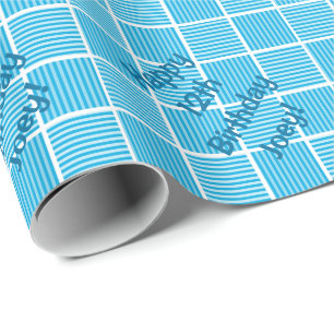 Happy Birthday Blue Squares Cadeaupapier