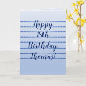 Happy Birthday Blue Stripes Folded Wenskaart Kaart (Gele Bloem)