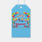Happy Birthday Blue Theme Gift Label Cadeaulabel (Voorkant)