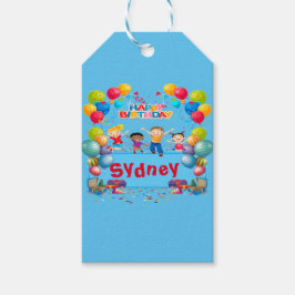 Happy Birthday Blue Theme Gift Label Cadeaulabel