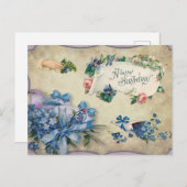 Happy Birthday  Blue-vergeet-me-not Flowers Briefkaart (Voorkant / Achterkant)