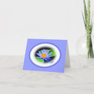 Happy Birthday Blue Water Lily Note Wenskaarten Kaart