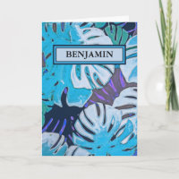 Happy Birthday Blue Waterverf Botanical Custom