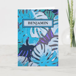 Happy Birthday Blue Waterverf Botanical Custom Kaart