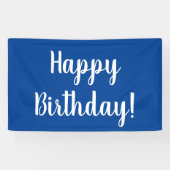 Happy Birthday Blue White Typografie Spandoek (Horizontaal)