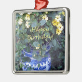 Happy Birthday Blue Yellow vine blue willow Metalen Ornament (Links)