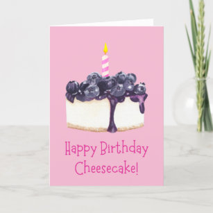 Happy Birthday Blueberry Cheesecake Pink Kaart