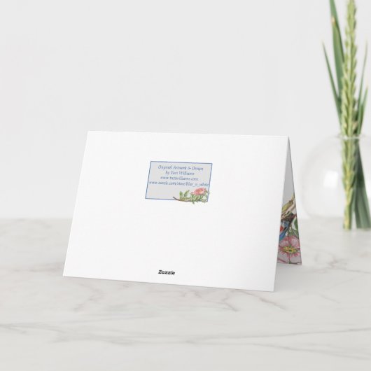 Happy Birthday Bluebird Waterverf Floral Kaart (Achterkant)