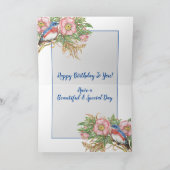 Happy Birthday Bluebird Waterverf Floral Kaart (Binnen)