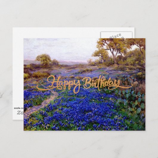 Happy Birthday, Bluebonnets bij Twilight, Briefkaart (Voorkant / Achterkant)