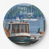 Happy Birthday Boat Papieren Bordje (Voorkant)