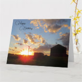 Happy Birthday - Boerderij Scene - Verjaardag Kaar Kaart (Gele Bloem)