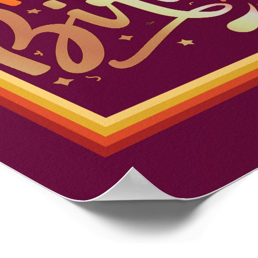 Happy Birthday boho retro kleuren Poster (Hoek)