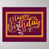Happy Birthday boho retro kleuren Poster (Voorkant)