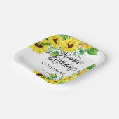 Happy Birthday Boho Sunflower | Eucalyptus Papieren Bordje (Gebogen)
