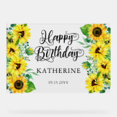 Happy Birthday Boho Sunflower | Eucalyptuspartij Acryl Bord (Voorkant)