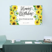 Happy Birthday Boho Sunflower | Eucalyptuspartij Spandoek (Beurs)