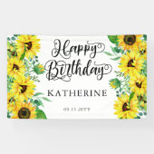 Happy Birthday Boho Sunflower | Eucalyptuspartij Spandoek (Horizontaal)