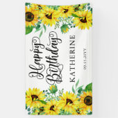 Happy Birthday Boho Sunflower | Eucalyptuspartij Spandoek (Verticaal)
