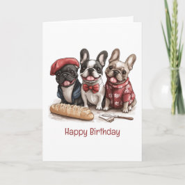 Happy Birthday Bonjour French Bulldogs Kaart