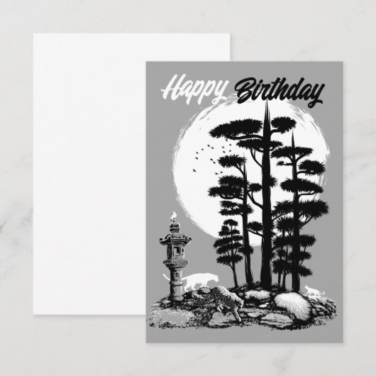 Happy Birthday Bonsai leopards Kaart (Voorkant / Achterkant)