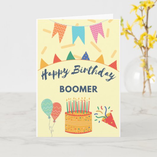 Happy Birthday Boomer Kaart (Gele Bloem)