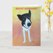 Happy Birthday, Border Collie Dog Painting Kaarten (Gele Bloem)