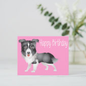 Happy Birthday Border Collie Puppy Dog Post Kaart (Staand voorkant)