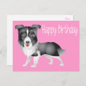 Happy Birthday Border Collie Puppy Dog Post Kaart (Voorkant / Achterkant)