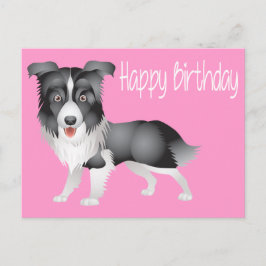 Happy Birthday Border Collie Puppy Dog Post Kaart