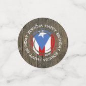 Happy Birthday Boricua Theme on Rustic Wood Confetti (Kleine voorkant)