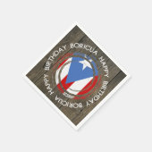 Happy Birthday Boricua Theme on Rustic Wood Servet (Hoek)