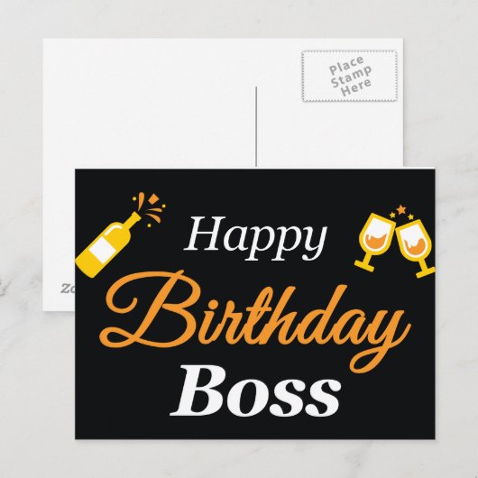 Happy Birthday Boss Briefkaart (Voorkant / Achterkant)
