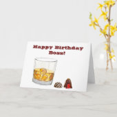 Happy Birthday boss met whisky en chocolade Kaart (Gele Bloem)