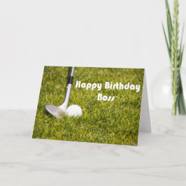 Happy Birthday Boss Sand-wedge en Golf Ball Kaart
